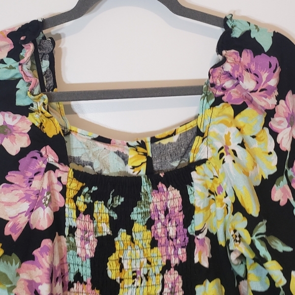 Who What Wear Garden Floral Bardot Top Cropped Linen Blend Size Medium - Picture 14 of 15